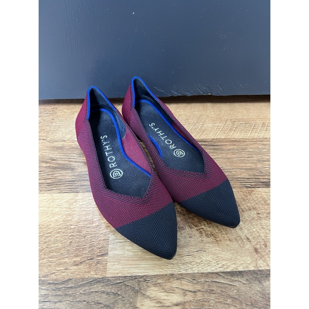 Rothy's Crimson Captoe The Point Maroon Red Shoes Slip On Ballet Flats Women 6.5